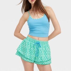 Target x Roller Rabbit Stamped Floral Drawstring Shorts Teal